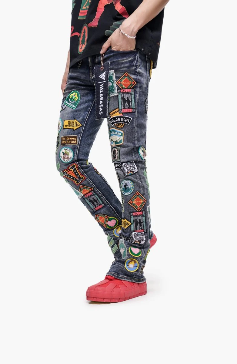 Axis Stacked Blue Wash Jeans - Image 3