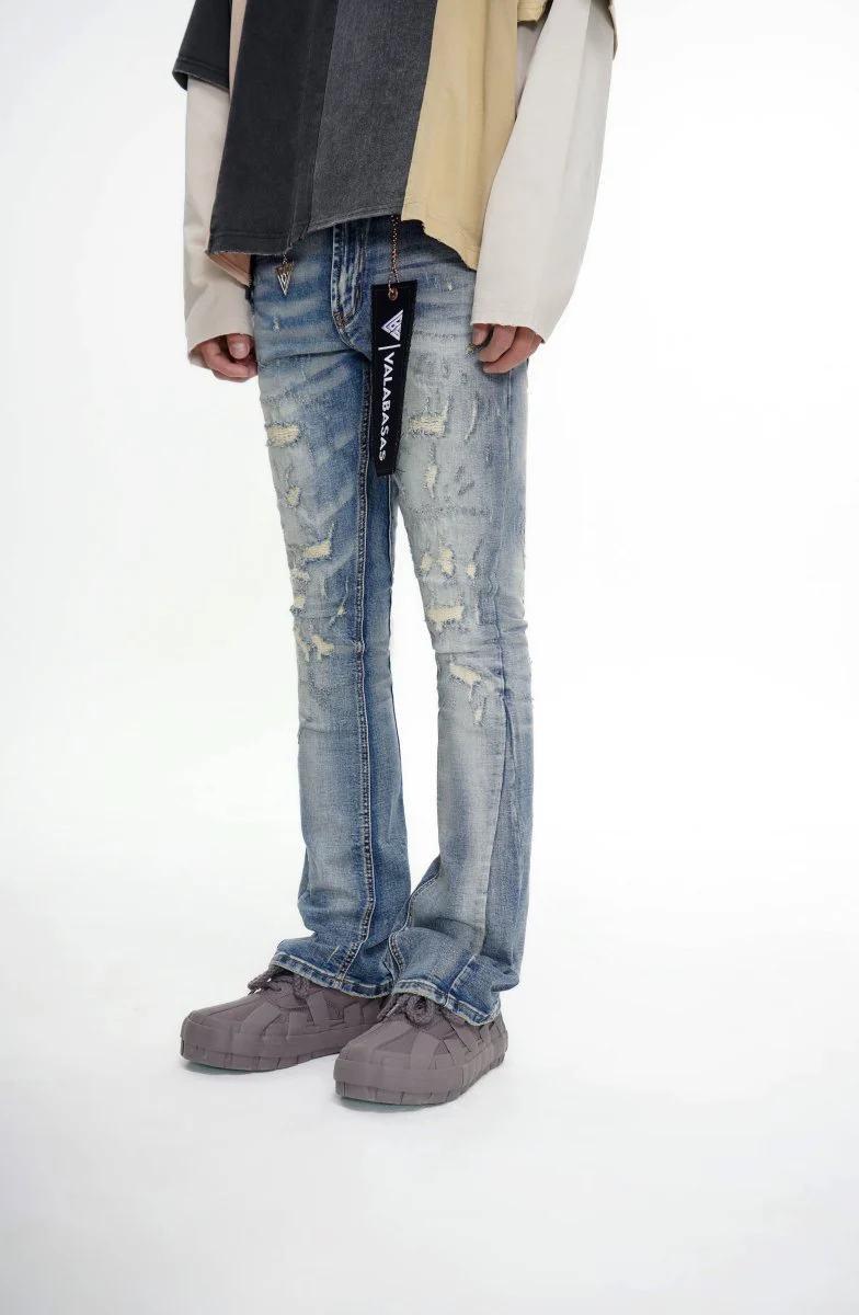 Bald Stacked Flare Jeans Vintage Blue - Image 6