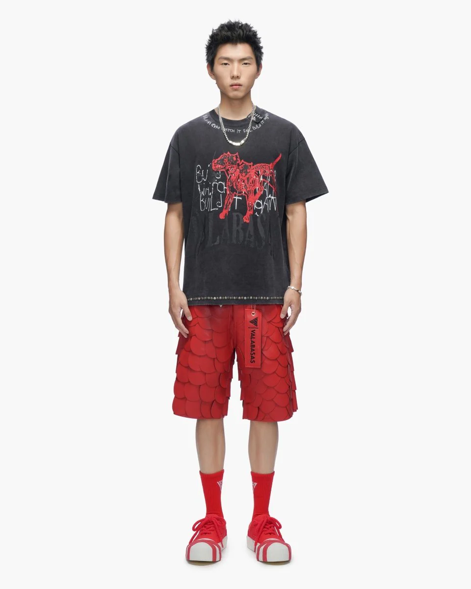 Dragon Scales Leather Shorts Red - Image 10