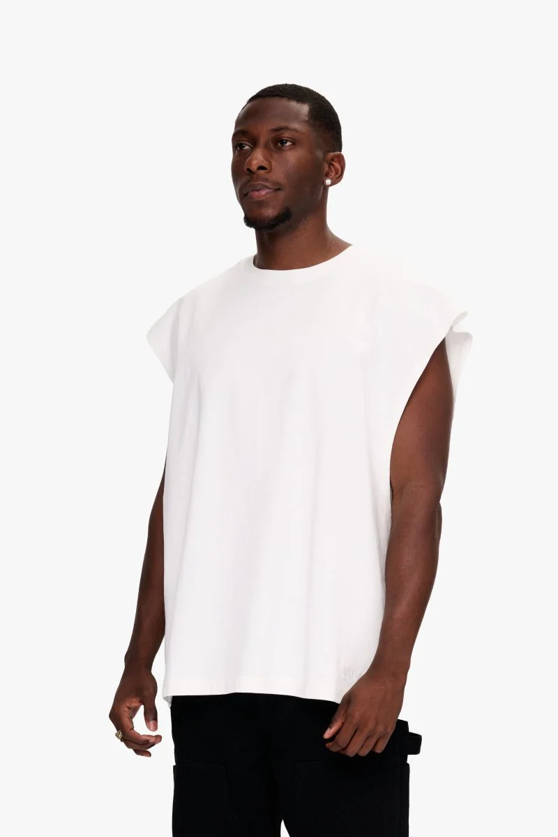 Essential Sleeveless Tee White - Image 2