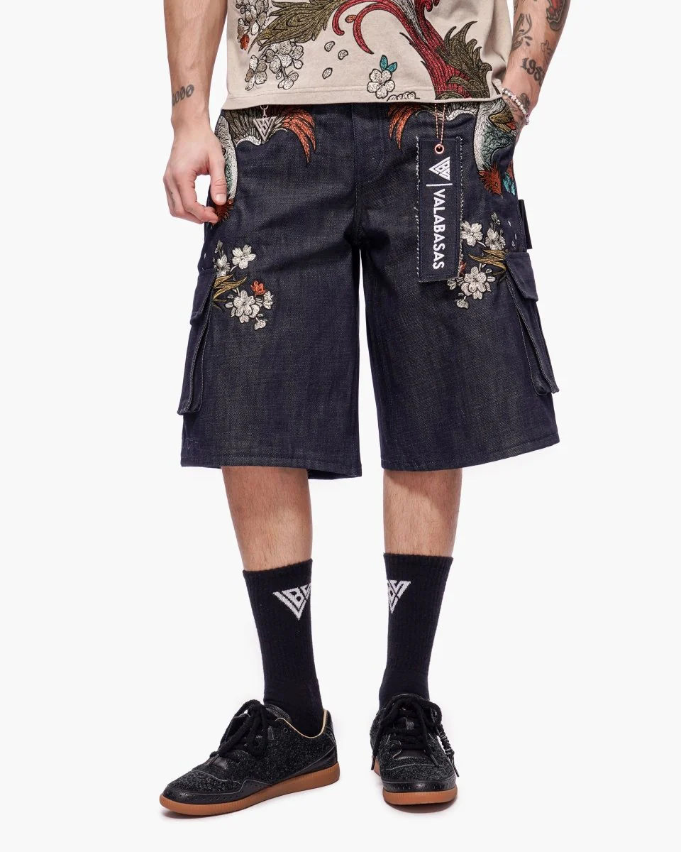 Graviku Baggy Cargo Jorts Indigo - Image 4