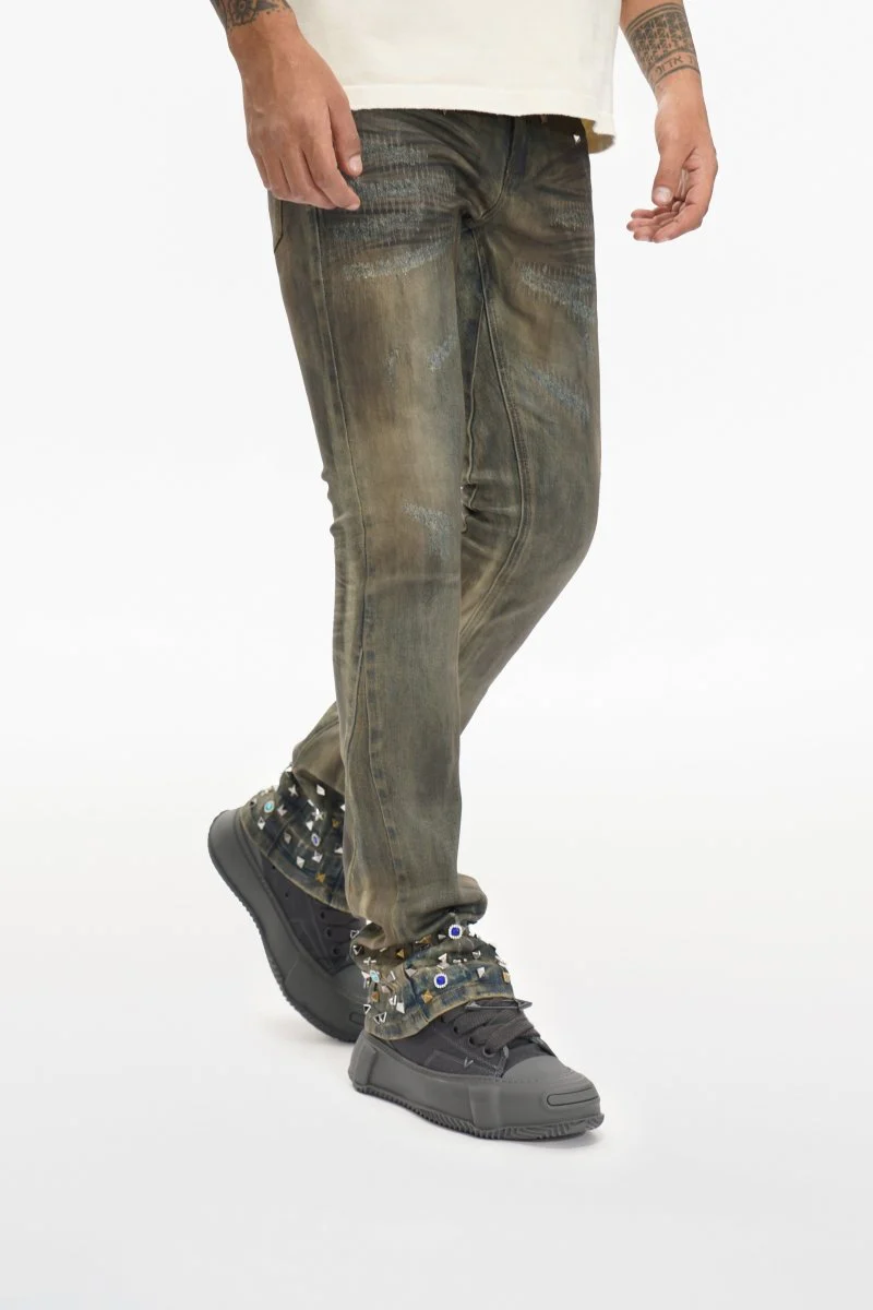 Ion Lt Dirt Vintage Wash Waxed Stacked Jean