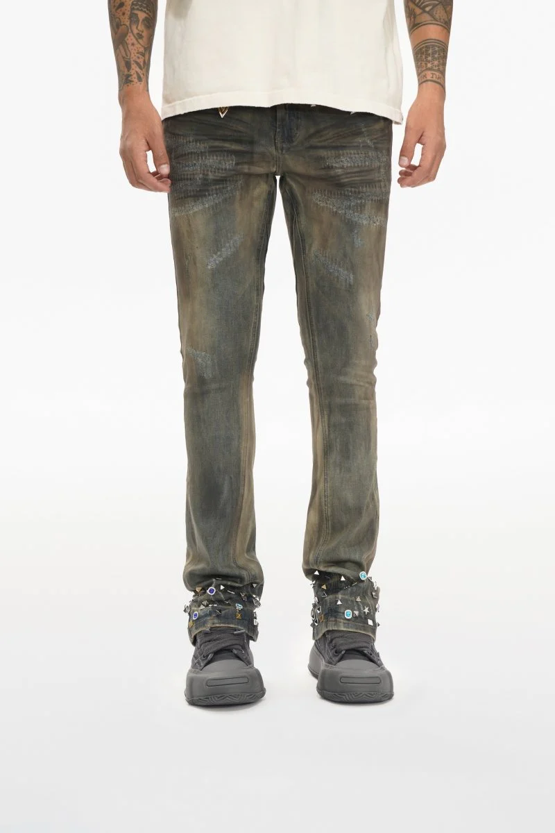 Ion Lt Dirt Vintage Wash Waxed Stacked Jean - Image 4