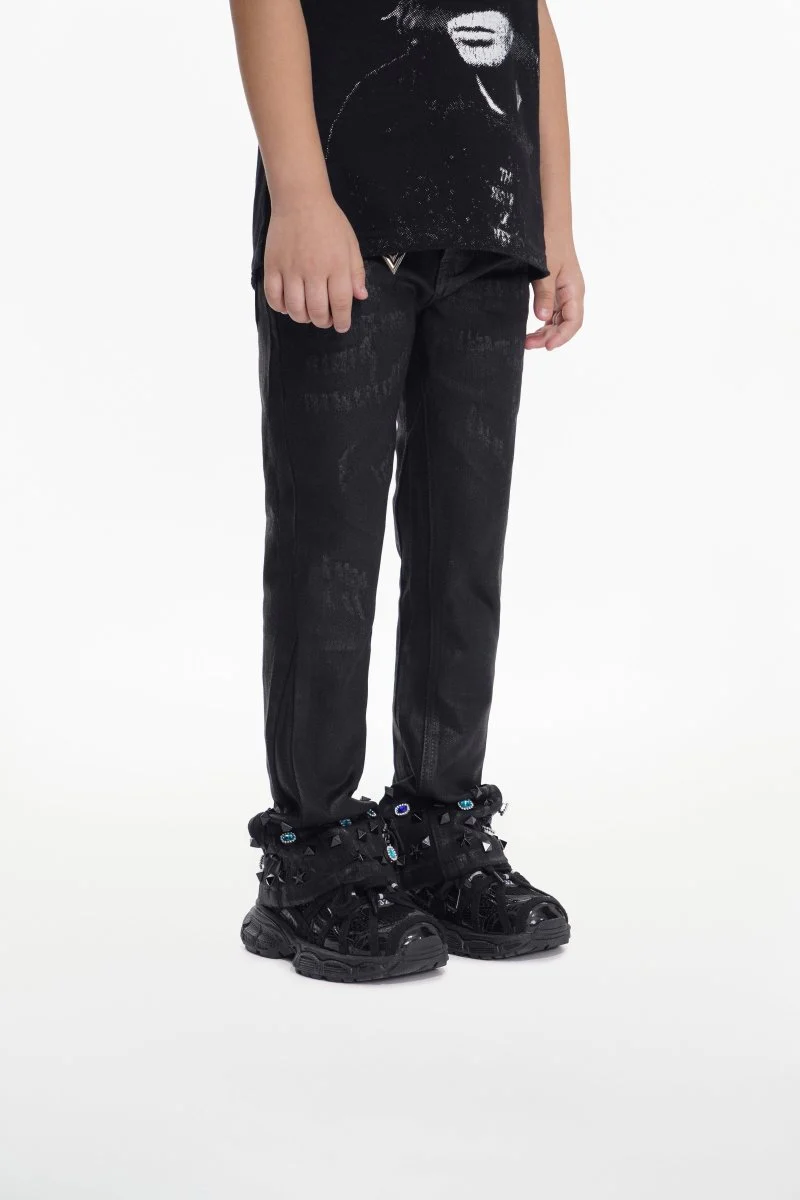 Kids Ion Black Waxed Stacked Jean - Image 3
