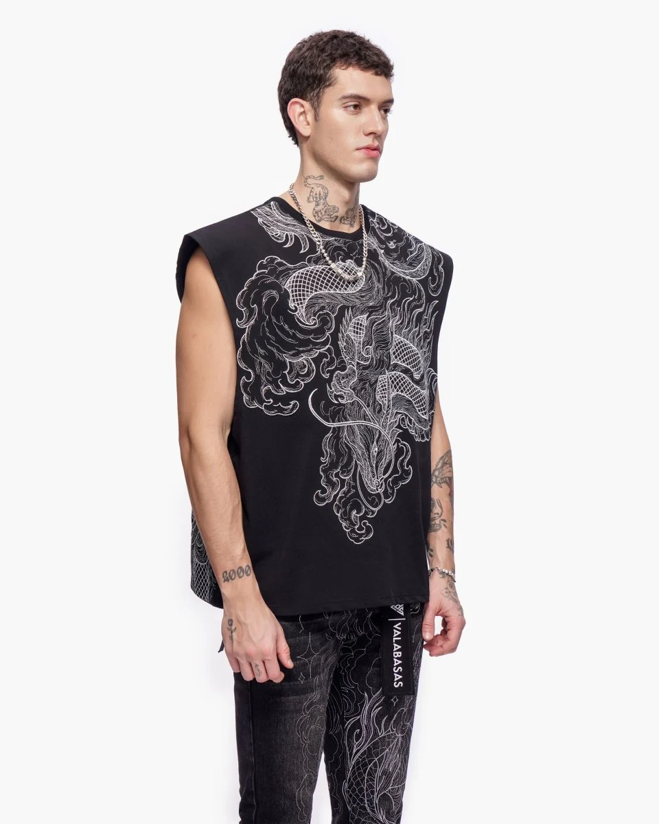 Kaito Cut-Off Tee Black - Image 8