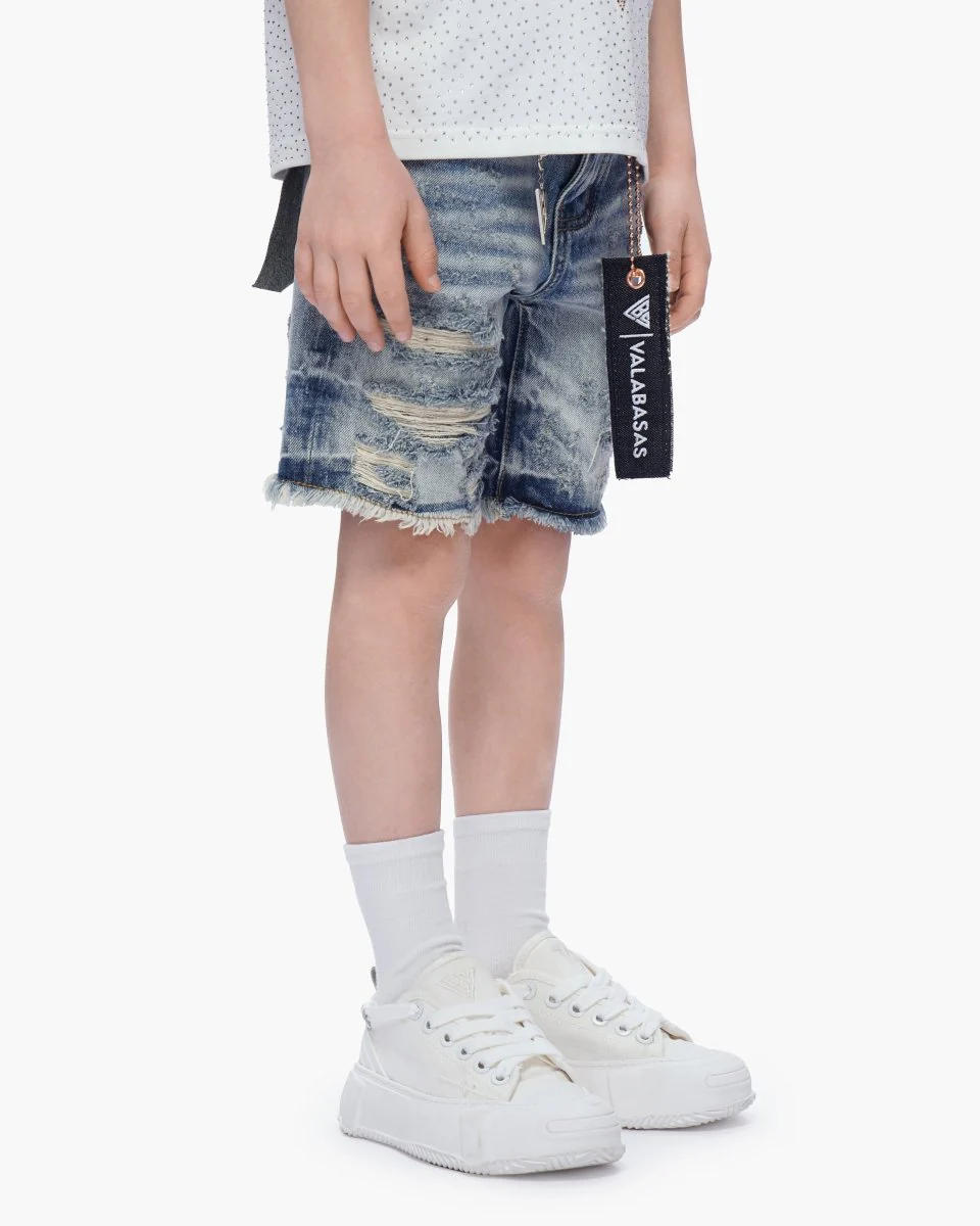 Kids Clipped Shorts Blue Washed - Image 5