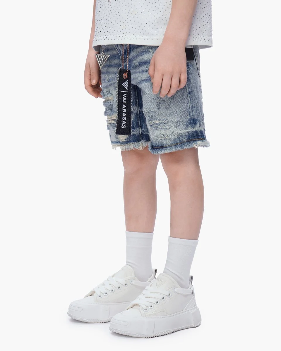 Kids Clipped Shorts Blue Washed - Image 6