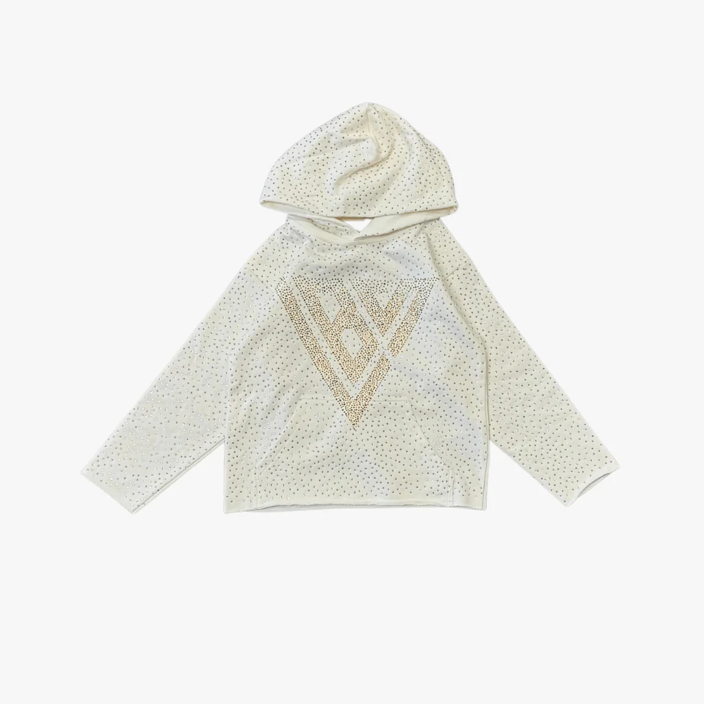 Kids Poppin Rhinestone Hoodie White - Image 2