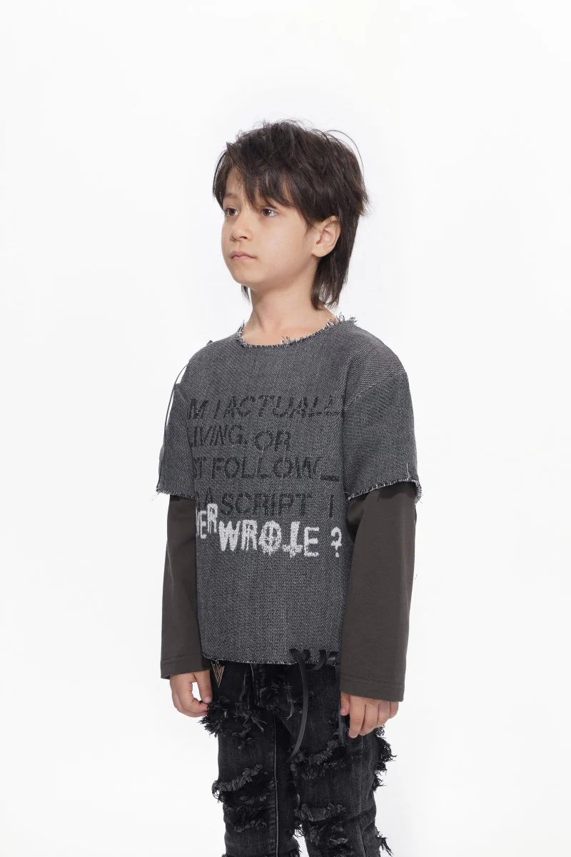 Kids Scripted Grey Tee - Image 7