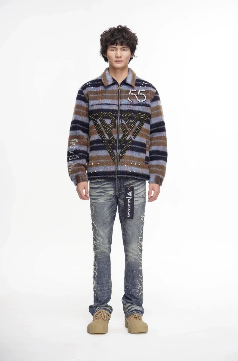 Lattice Dark Blue Stacked Jean - Image 10
