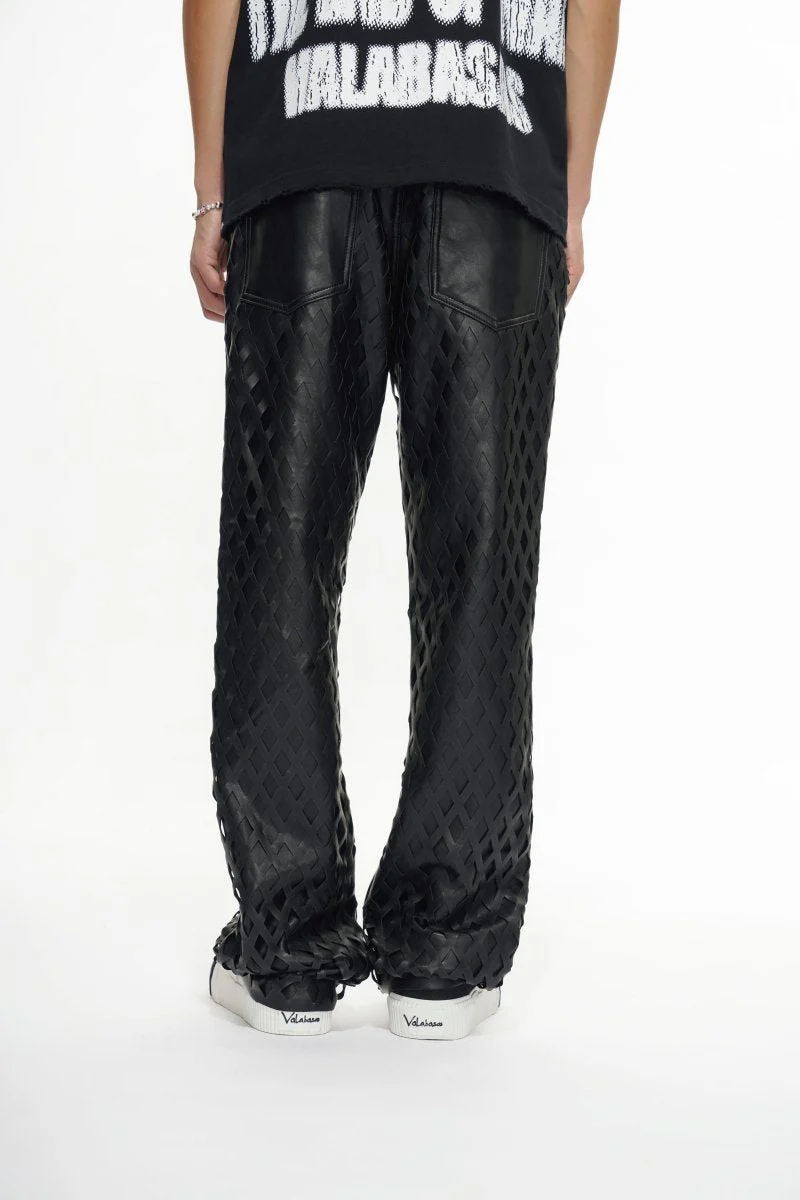 Mesh Black Vegan Leather Pants - Image 4
