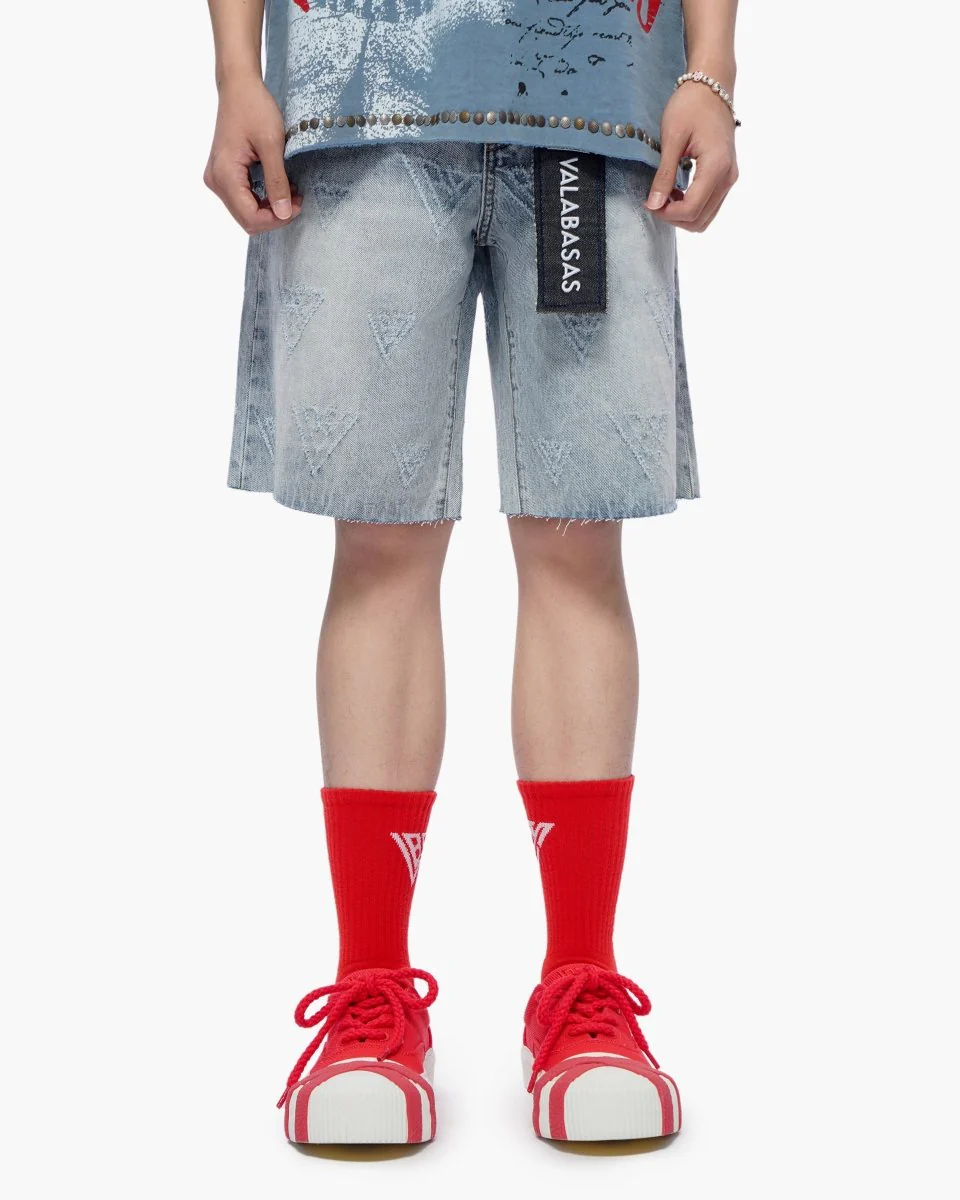 Mr. Engraved Shorts Light Wash - Image 4