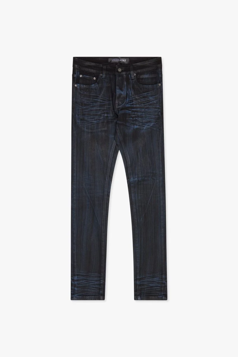 Mr. Flex Black Blue Waxed Skinny Jeans