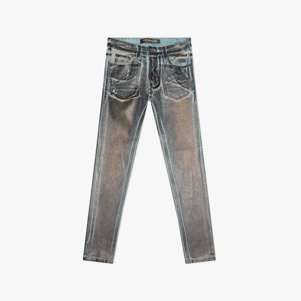 Mr. Flex Blue Tan Waxed Skinny Jeans