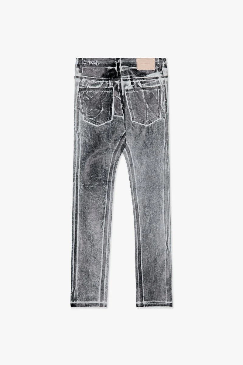 Mr. Flex White Black Waxed Skinny Jeans - Image 3
