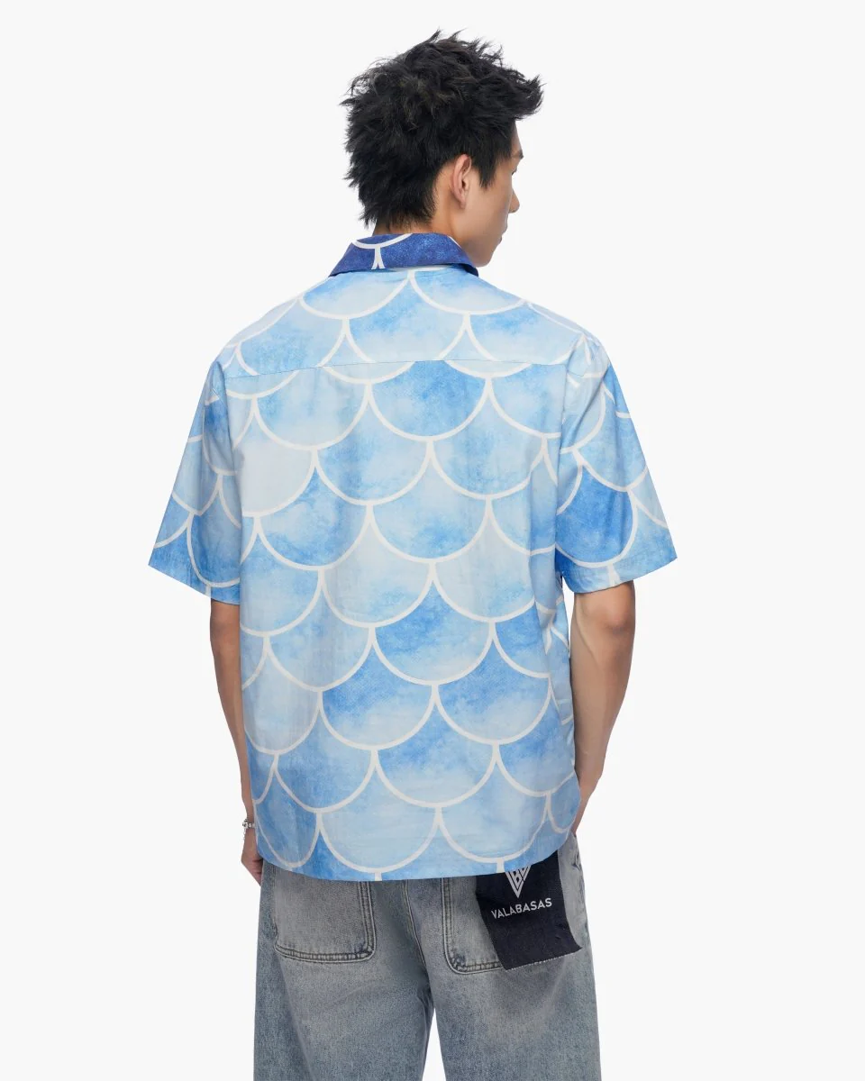 Ocean Scale Collar Zip-Up Blue - Image 5