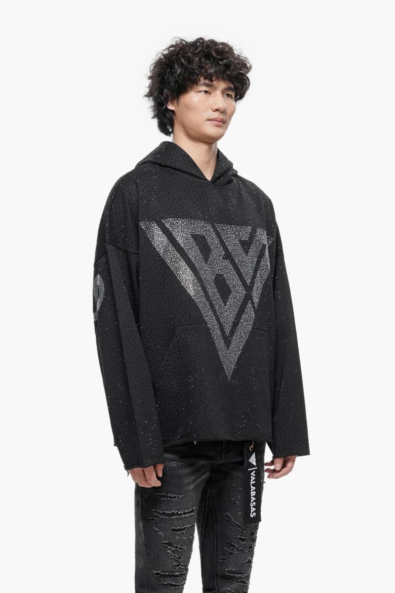 Poppin Black Rhinestone Hoodie - Image 6