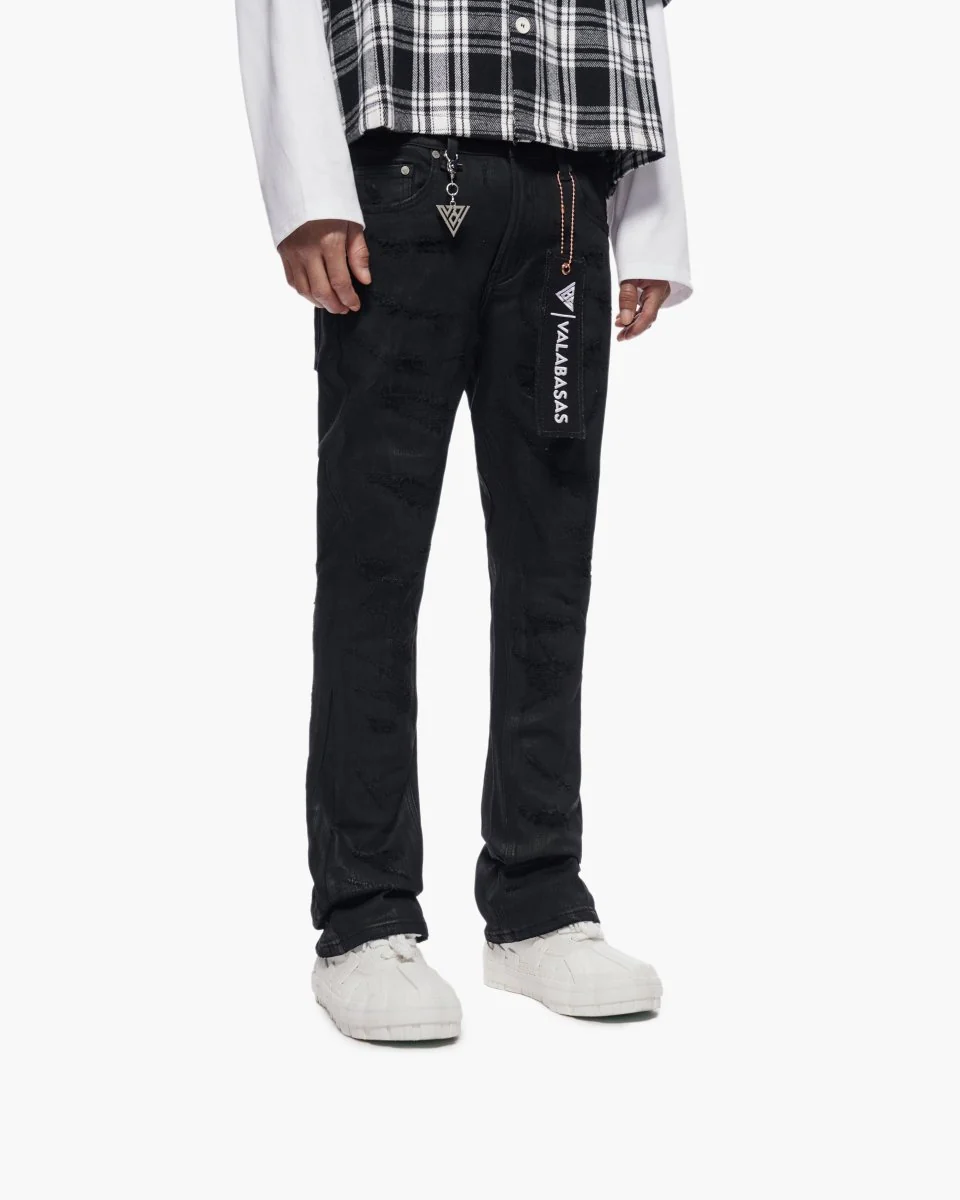 Trance Stacked Black Waxed Jeans - Image 6