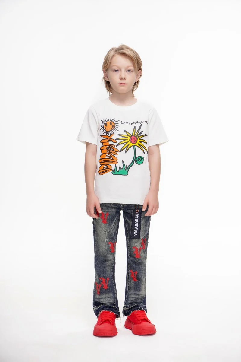 Kids V-Minimal Stacked Vintage Blue - Image 10