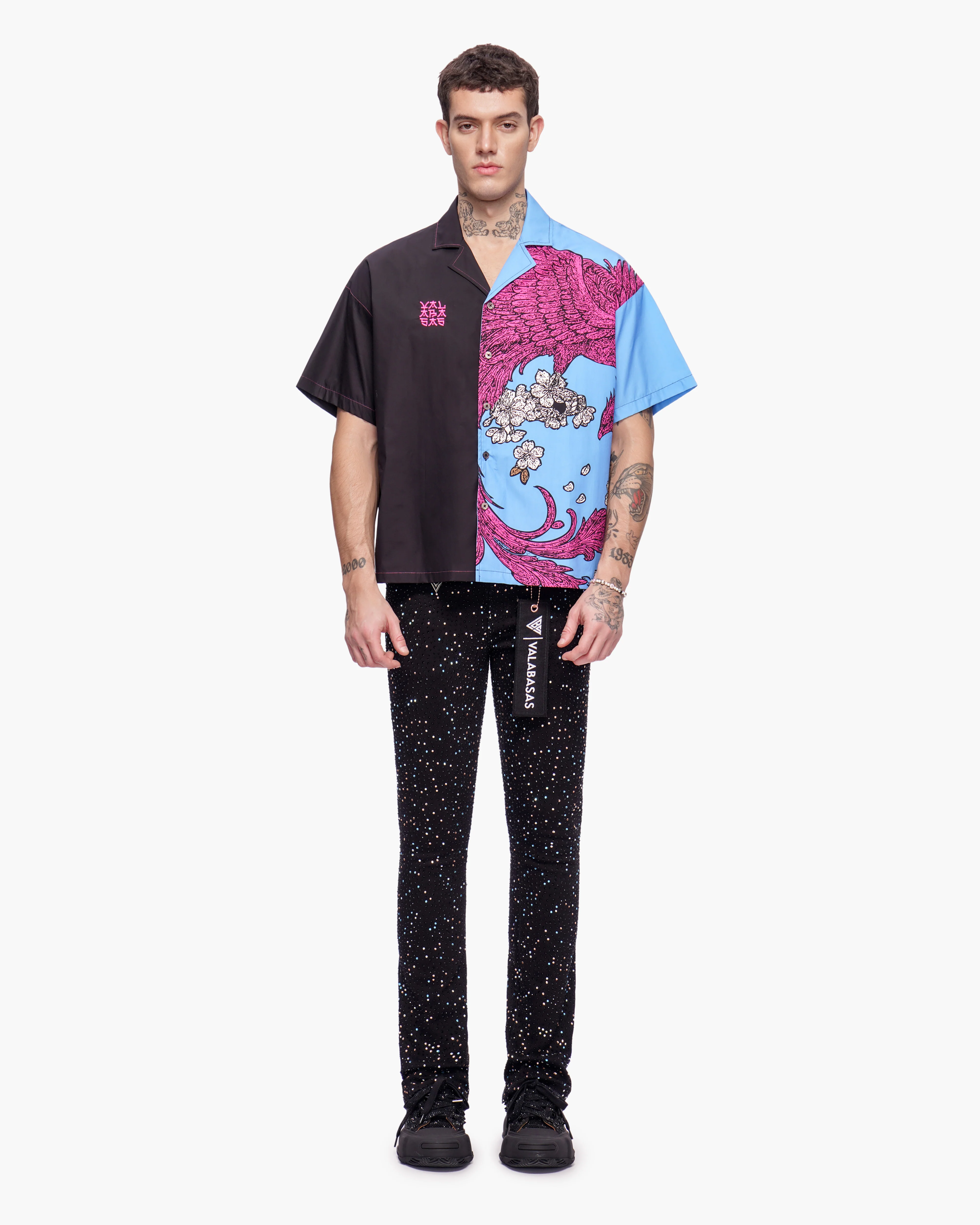 Velkai Button Down Black Blue Pink - Image 2