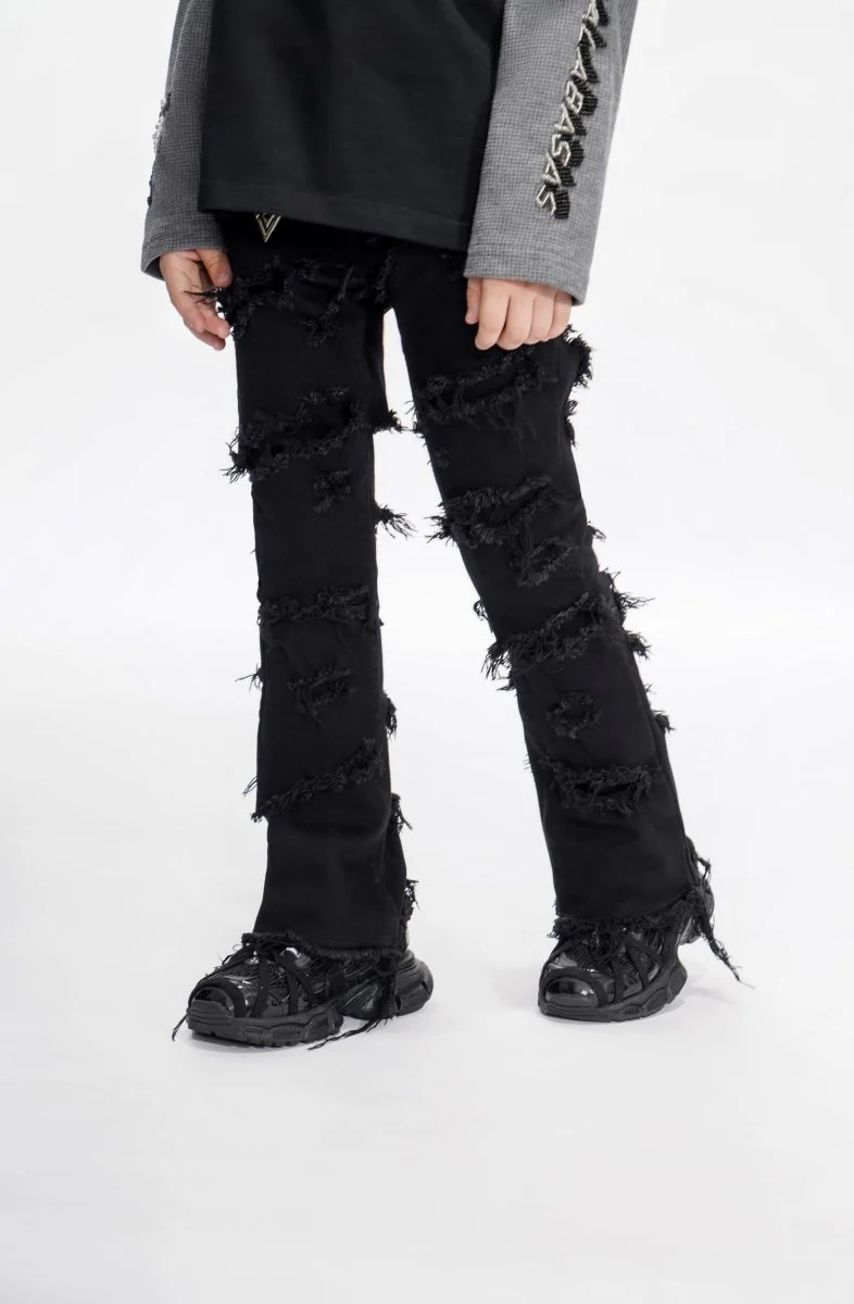 Kids Ravel Black Stacked Jean - Image 4